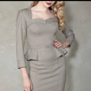 Stop Staring Peplum Herringbone Tessa Dress (Small) - Sold out-